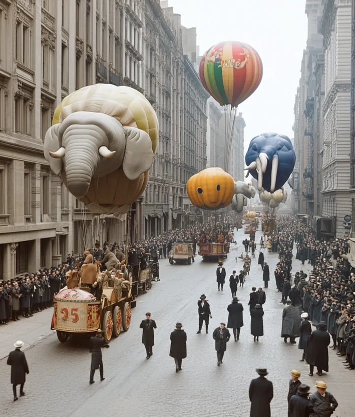 Parade route along 34th Street, November 1924 NYC