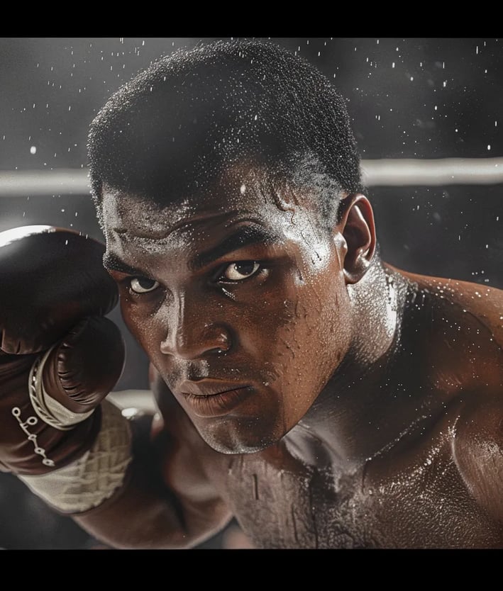 Cassius Clay mid-fight