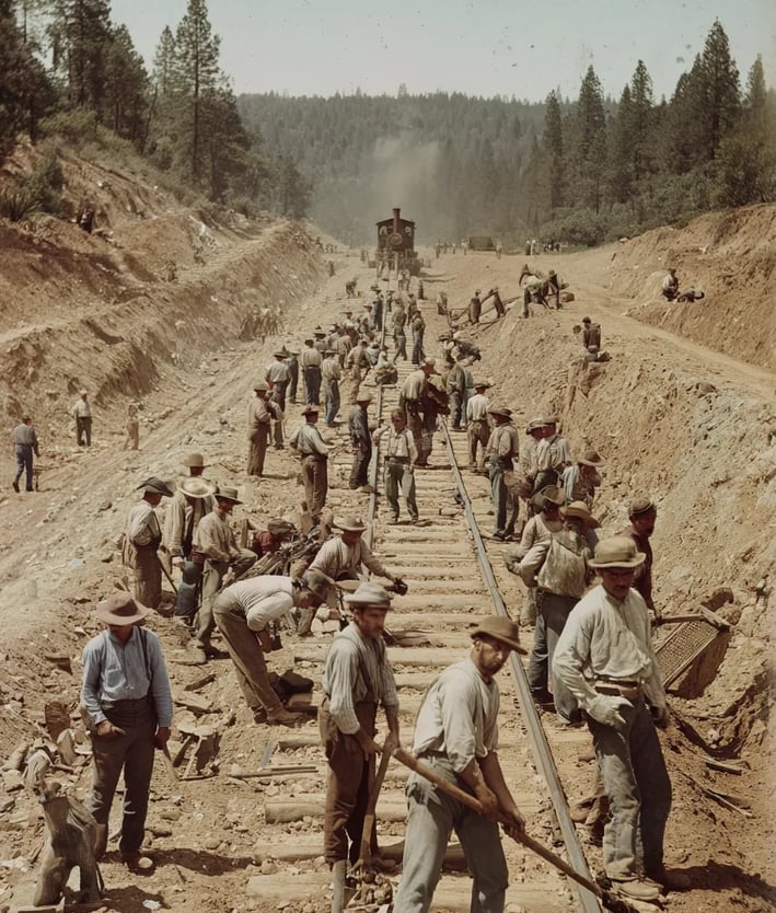 Sierra Foothills, California, Summer 1862: Track-Laying Begins
