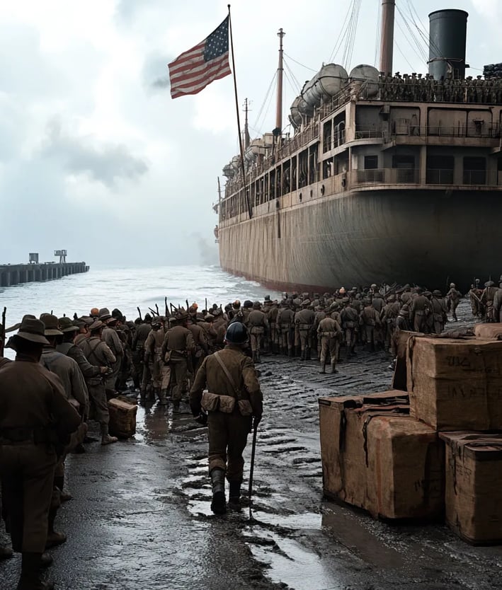 U.S. Army departs Veracruz, soldiers board ships, Mexican intervention concludes.