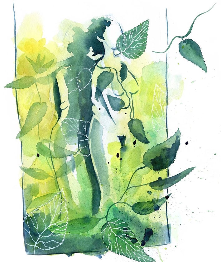 woman surrounded by nettle