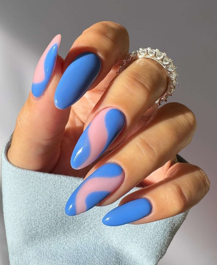 blue abstract nails