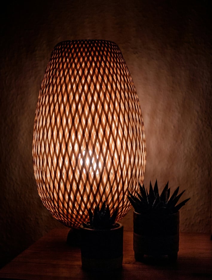 a lamp that is sitting on a table