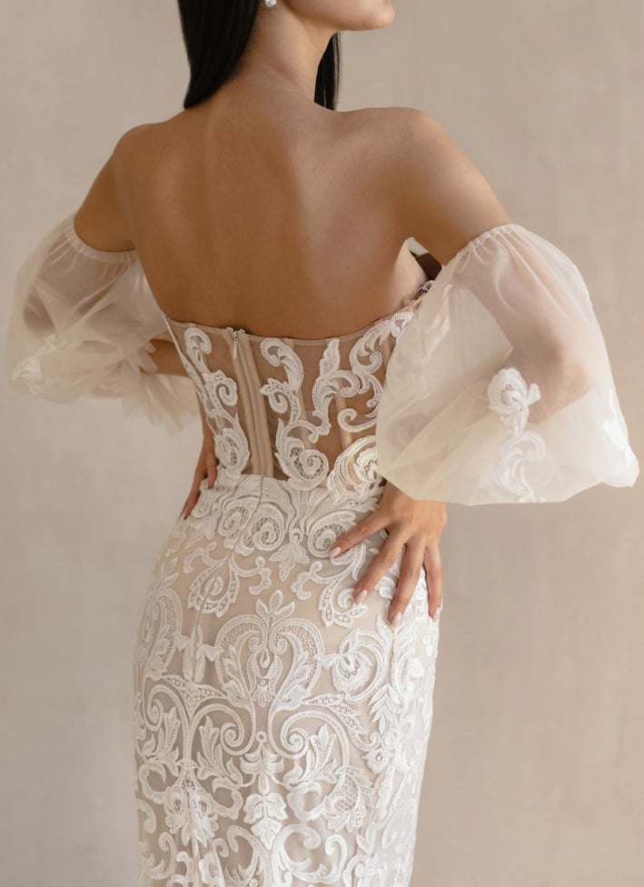 Off-Shoulder with Puffy Sleeves wedding dress