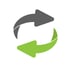 a green arrow pointing up to the right side of a circular arrow