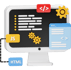 "Computer tuition symbol featuring a computer screen and keyboard for tech education."