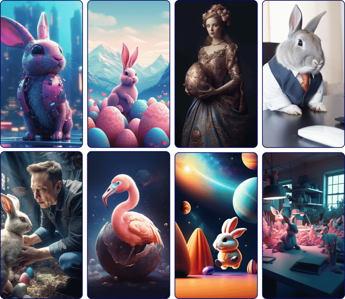 Creative campaign visuals for Easter made by Midjourney