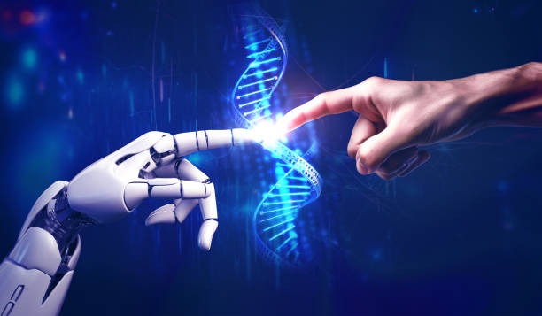 los dedos de un robot y un humano tocandose