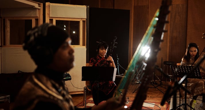 Im Studio Kleine Audiowelt Heidelberg, Kandara Diebate, Chiao-Hua Chang, Lucy Zhao