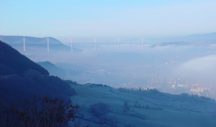 Millau Bridge  lies ahead.