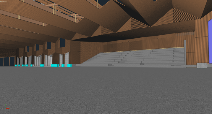 Vue 3D des gradins de la piscine