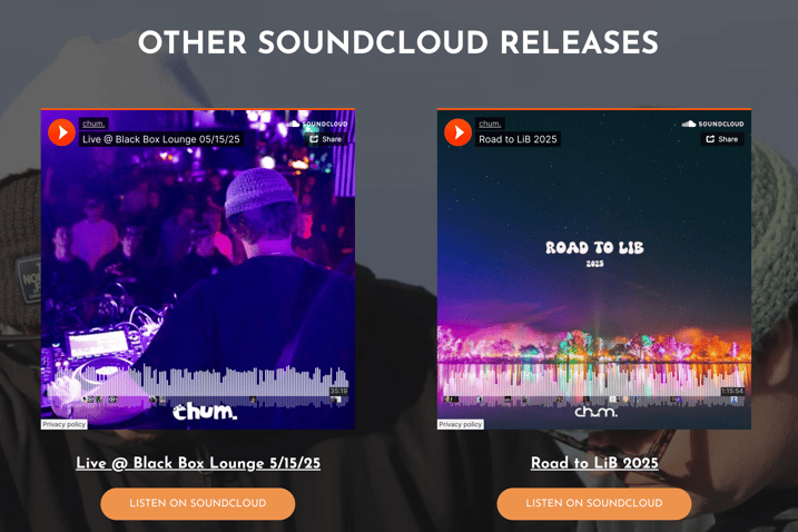 Screenshot image of a page from chumsound.com