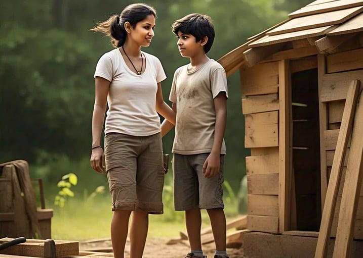 mom and son from surat at the best summer camp at purna river retreat