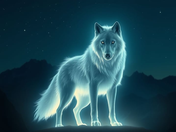 Glowing spectral wolf.