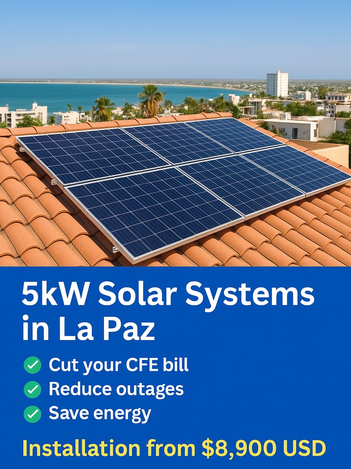 5kW solar system La Paz,,solar panel installation La Paz,,affordable solar La Paz Mexico,,residentia