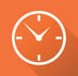 a clock with a long shadow on a orange background