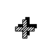 signo de mas rayado ilustrado con otro signo de mas negro en el fondo