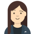 a woman with long hair and a blue jacket