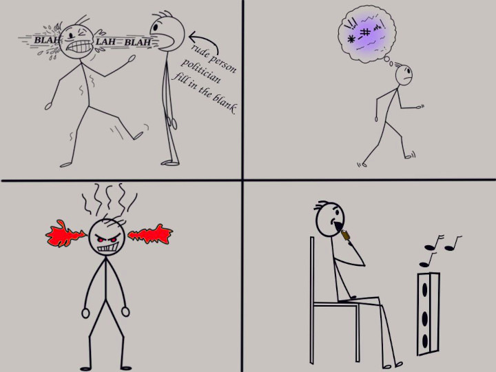 Four part cartoon.