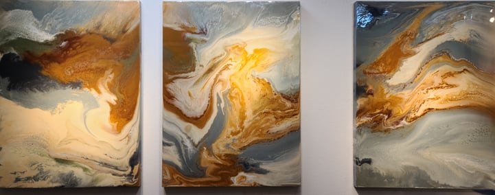 SOLD: Serene Triptych is an original mixed media