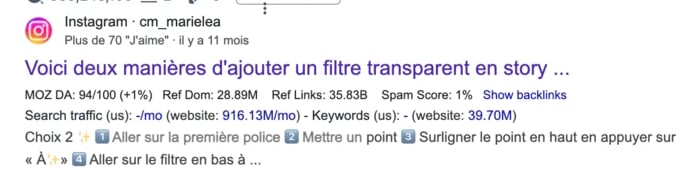 SEO sur instagram