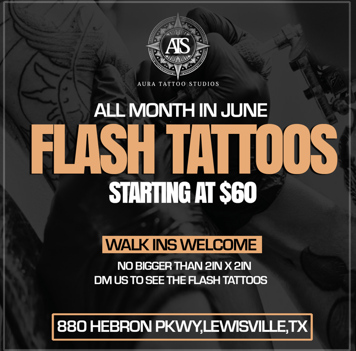 a flyer for a flash tattoo shop