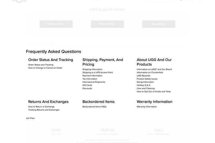 Screenshot image of a page from ugg.com