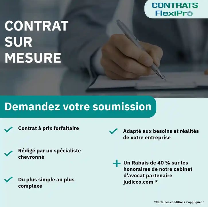 Fiche publicitaire de contrat sur mesure