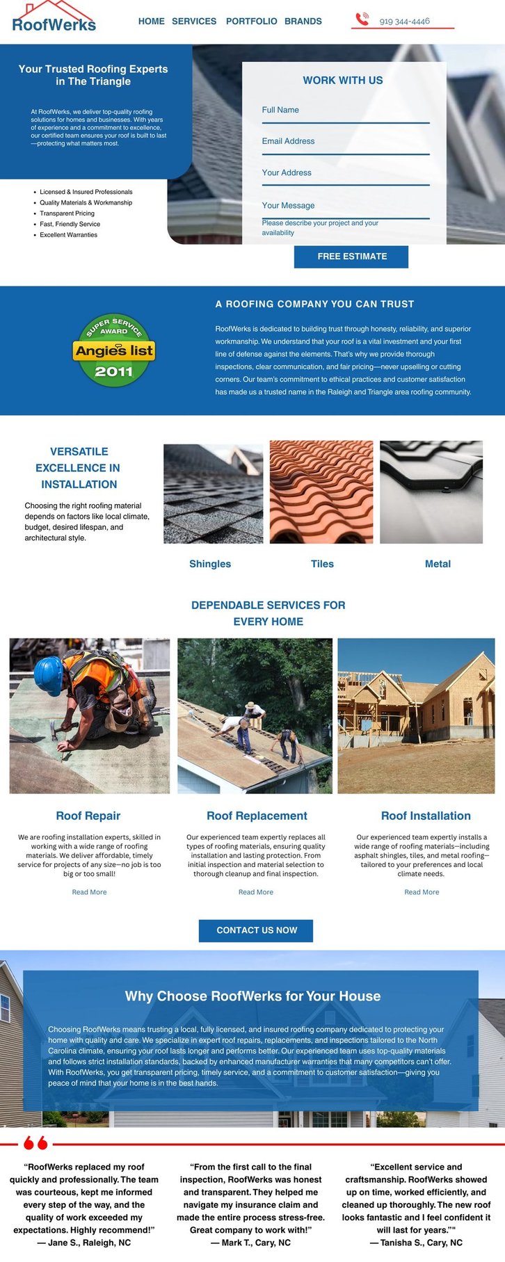 roofers website design and seo chapel hill durham raleigh nc