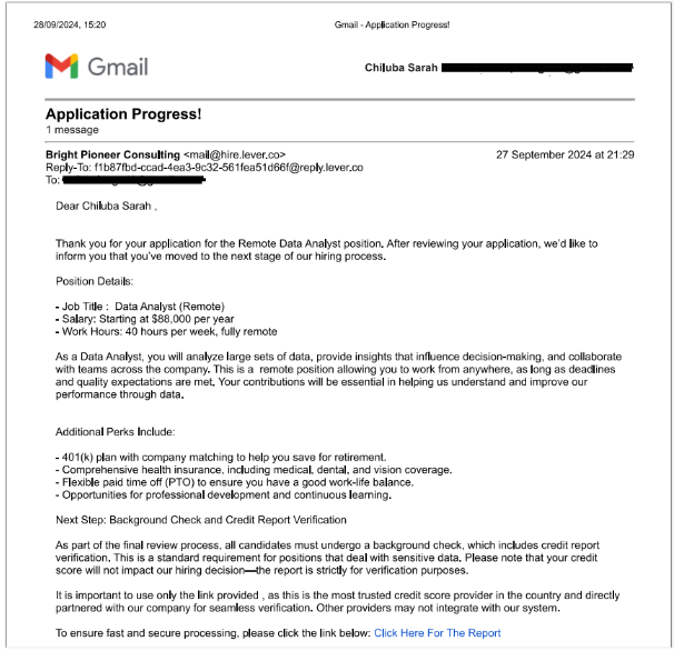 Email scam spotted