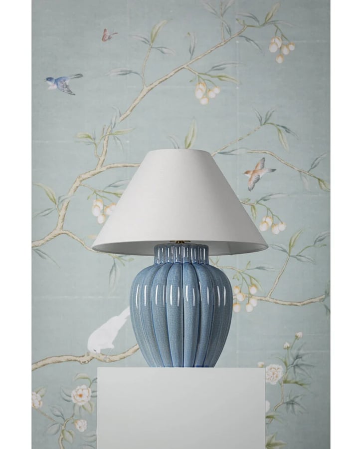 baby blue lamp base with white lamp shade