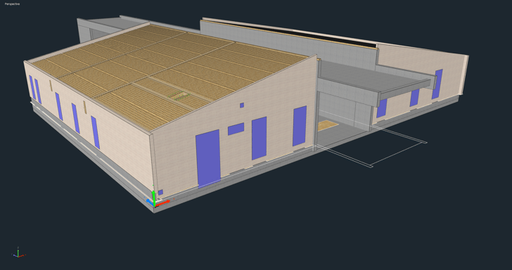 Vue aérienne 3D du centre d'accueil
