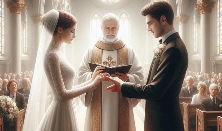 A priest conducting a marriage in church