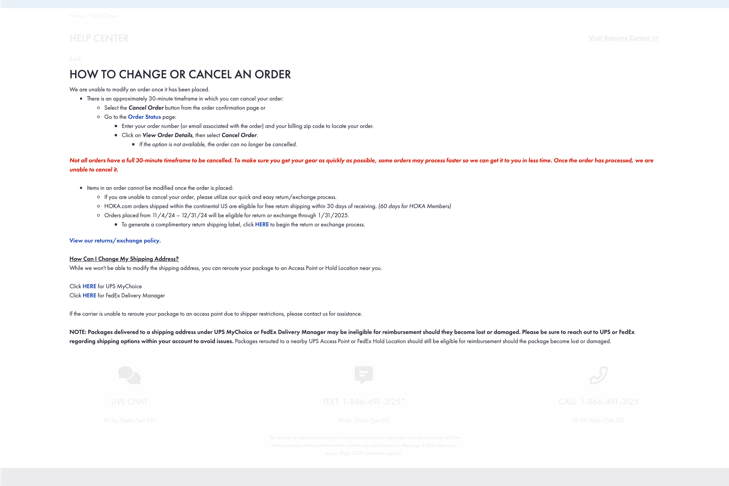 Screenshot image of a page from hoka.com