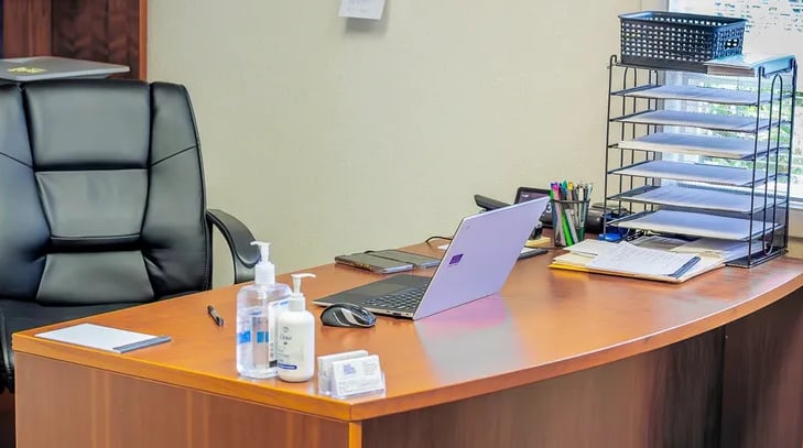 Desk inside Idaho Bonding Company Bail Bonds main office in Boise Idaho