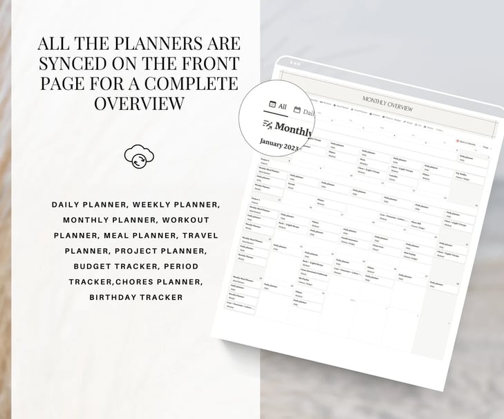 Notion planner 2025-2026, Notion template, weekly and monthly dashbord