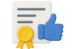 Certificate with thumbs-up symbol
