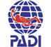 a person in a diving suit and a diving suit padi logo sunrsie bali tour member