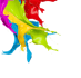 a colorful paint splash of paint on a white background