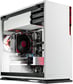 a computer case with a red light on it