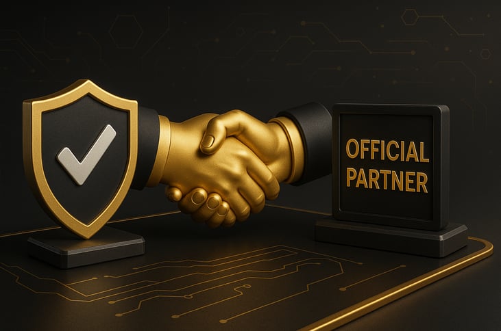 a golden handshake with a golden shield and a golden shield
