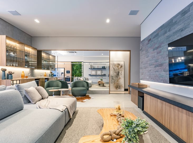 Sala de estar planejada em maringá é na wood look, . Moveis planejados em maringá é na Wood Look, parceria com os arquitetos