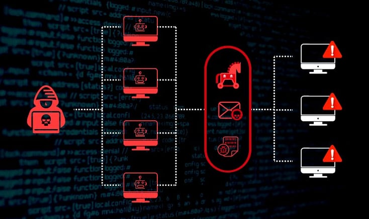 a computer screen with a red and black background