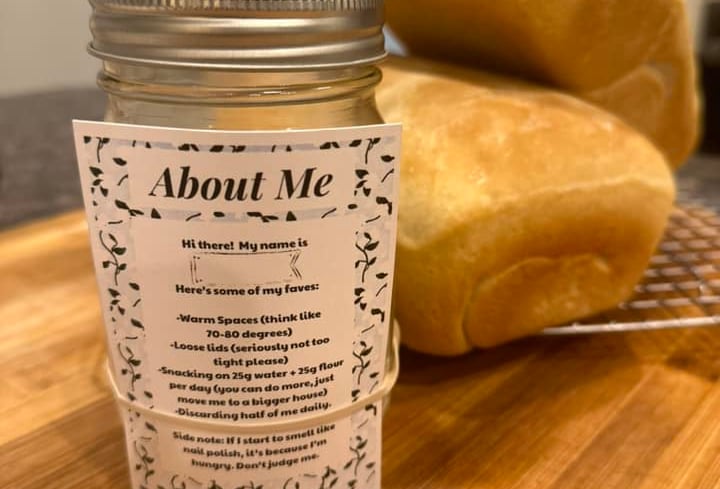 Homemade sourdough starter kits -a jar of sourdough. -bread bread with a jar of bread