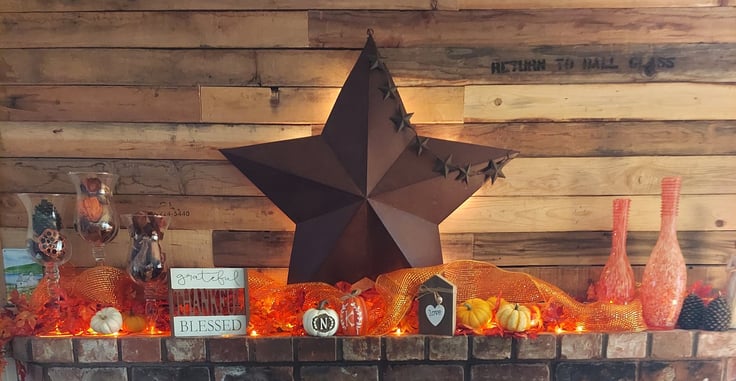 Fireplace decorated for Fall