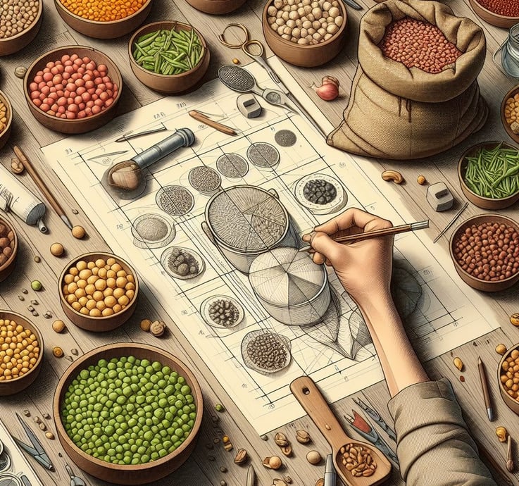 Legumes showcase in an artistic composition