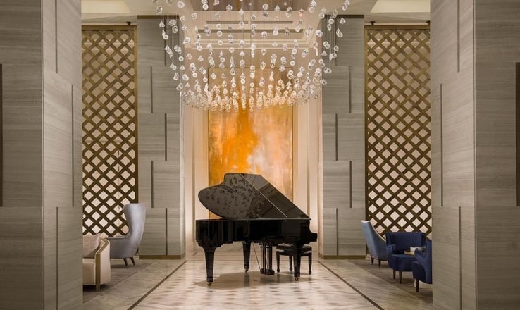 Hand-painted mural bespoke commission by Lumai Studio and Celine Alexandre for St. Regis Astana