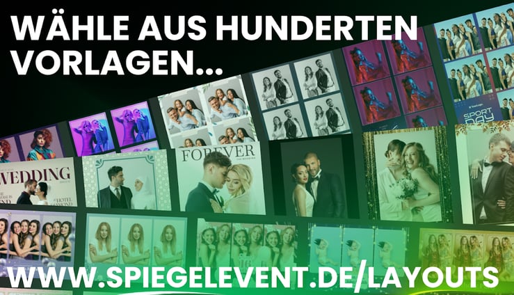 Wähle aus hunderten Vorlagen für deine Photobooth zum Mieten in Pforzheim, dein Event, dein Design