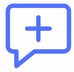 Blue speech bubble featuring a centered plus sign indicating the option to add new content.