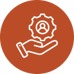 a hand holding a gearwheel with a gearwheel in the center of the image